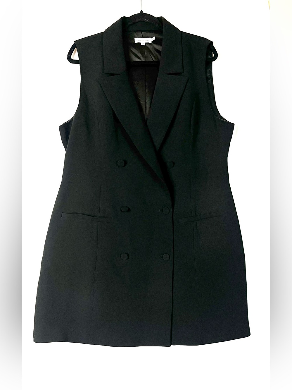 Good American Luxe Mini Blazer Dress Black Sleeveless Size 4/XL
